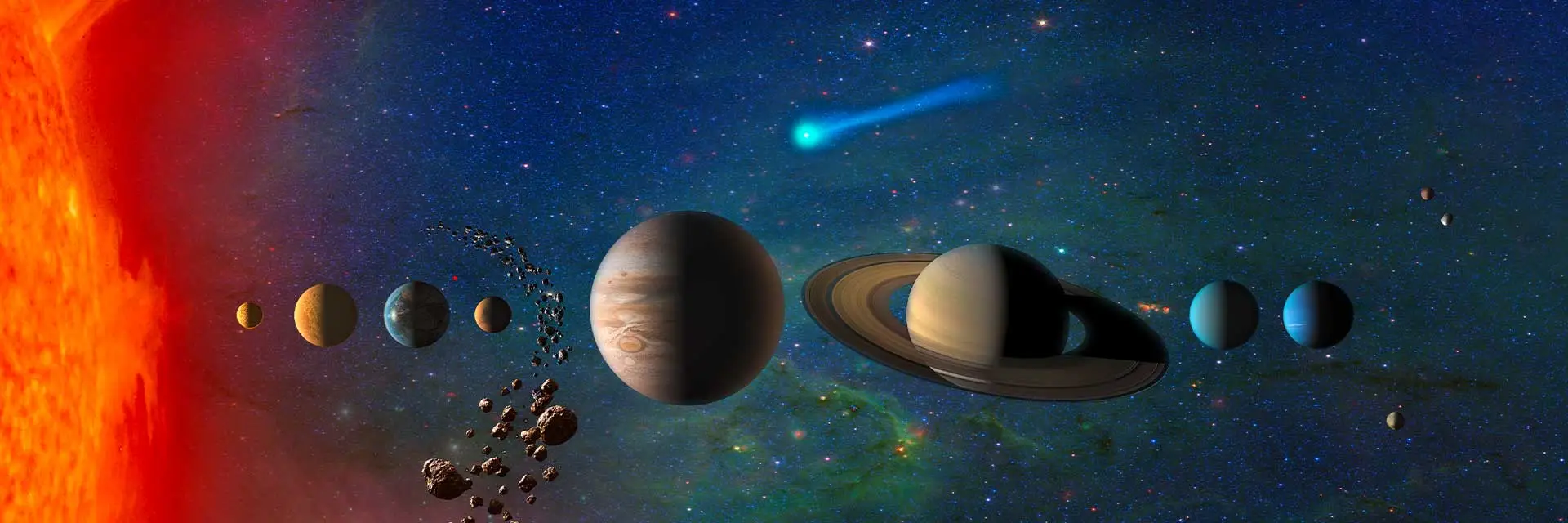 An artist's concept of our solar system.